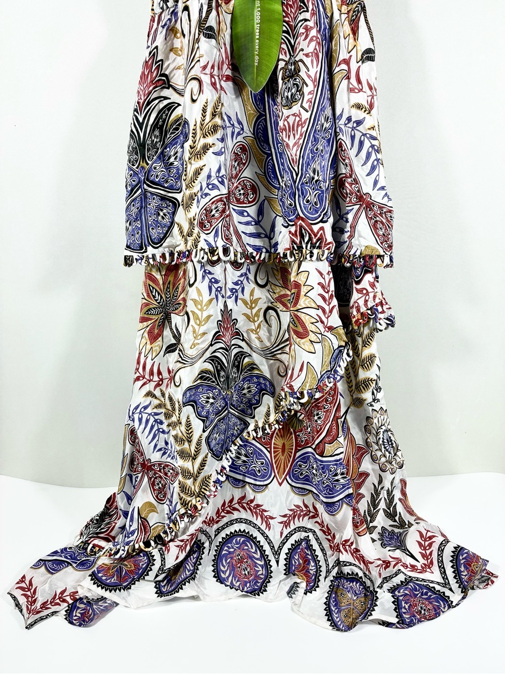 Farm Rio Boho Glam Tiered Floral Crepe de Chine Midi Sun Dress Small NWT - Picture 11 of 17